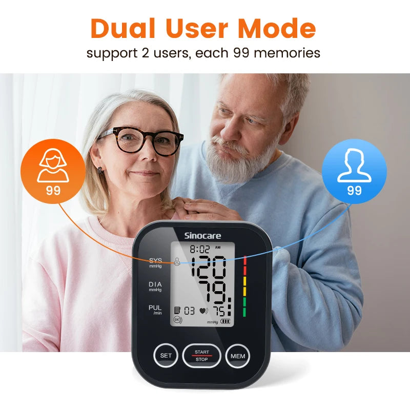 Sinocare Upper Arm Blood Pressure Monitor – Automatic BP & Heart Rate Machine